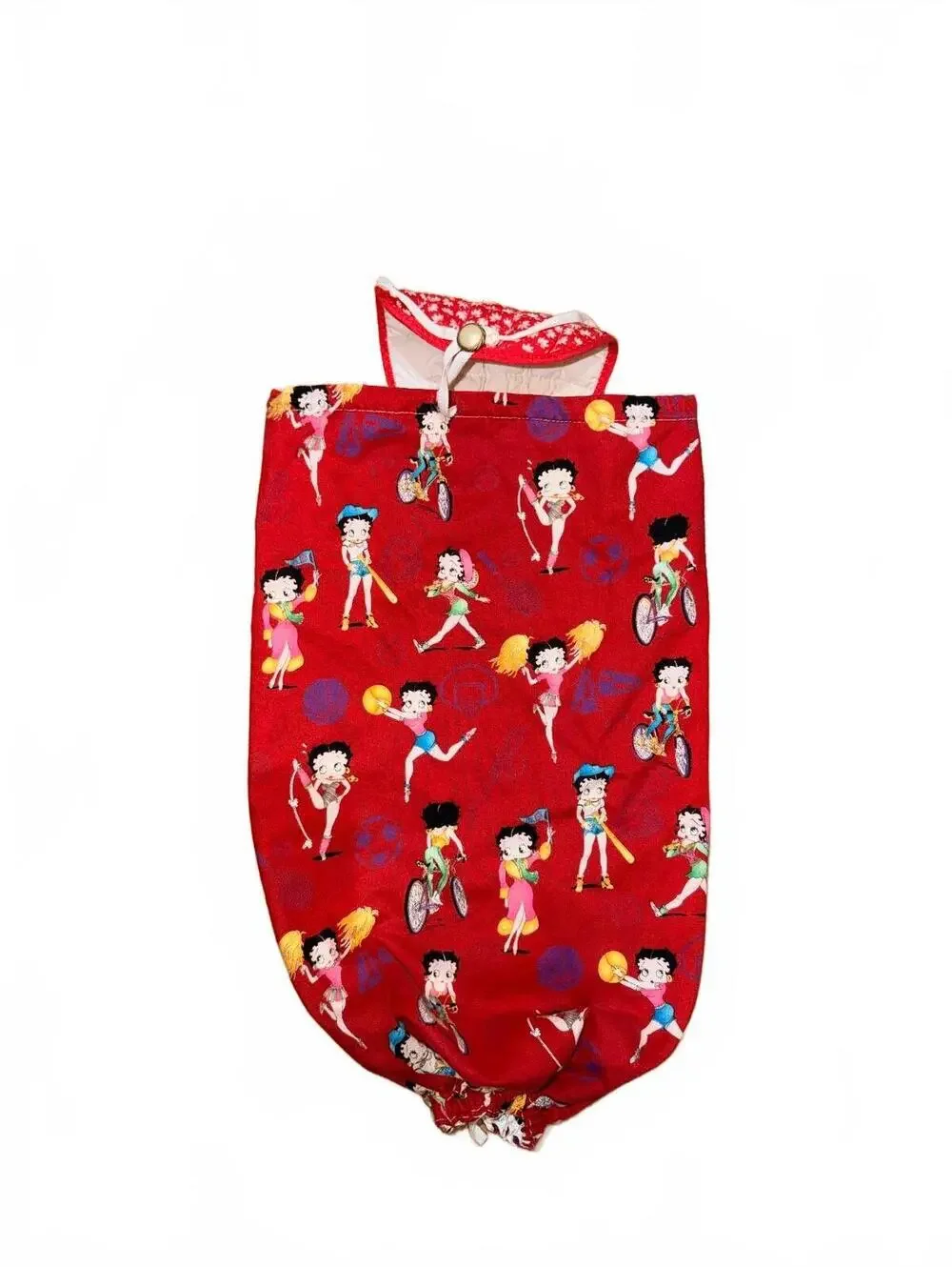 Betty Boop Drawstring Backpack Bag Red Sports Pattern Vintage